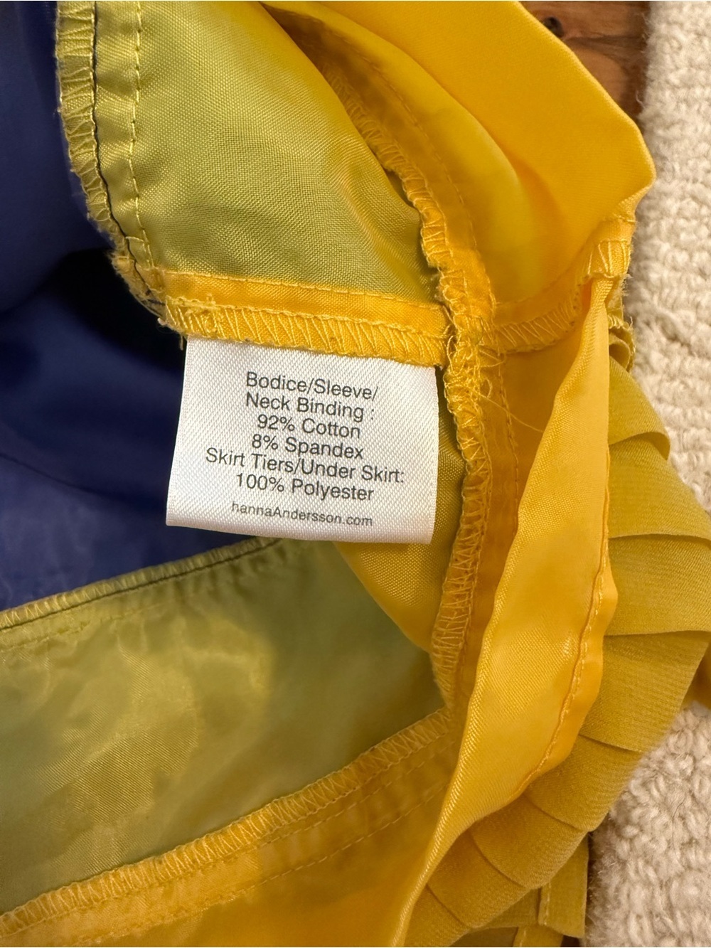 Hanna Andersson Tiered Ruffle Dress Blue Teal Yellow Size 110 cm US 5 - Picture 4 of 6